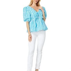 Lilly Pulitzer Shirts & Tops Sarafina Short Sleeve Gingham -Lilly Pulitzer Sales Store 61GfEepGYvL. AC SR736920