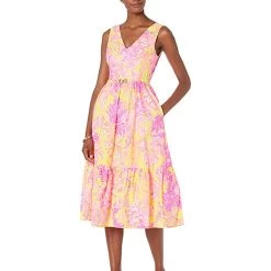 Lilly Pulitzer Dresses Bri V-Neck Cotton Midi Dress