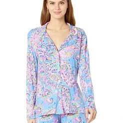 Lilly Pulitzer Sleepwear Pj Knit Long Sleeve Button-Up Top -Lilly Pulitzer Sales Store 81RD9jfifL. AC SR736920