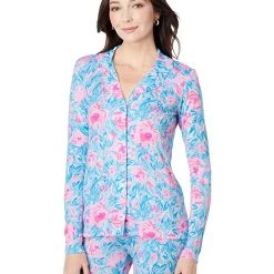 Lilly Pulitzer Sleepwear Pj Knit Long Sleeve Button-Up Top